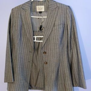 Gray Stripe Skirt Suit